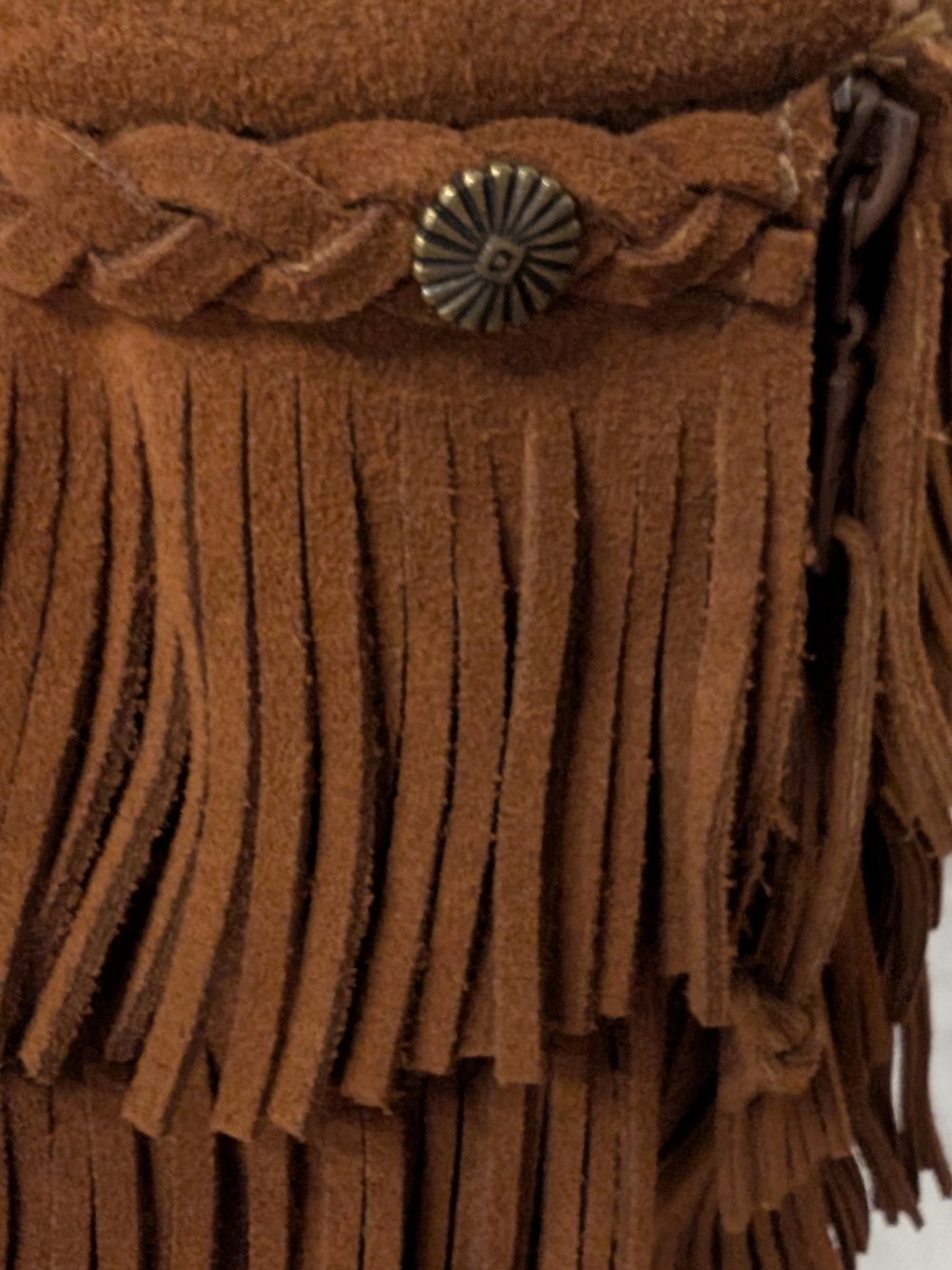 Minnetonka Brown Suede Knee-High 5 Layer Fringe Moccasin Boots - Picture 11 of 13